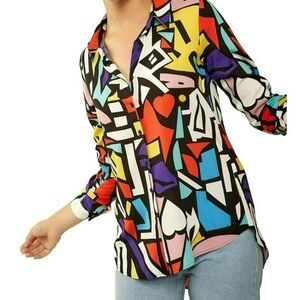 Vibrant Multicolor Women's Button Down Shirt